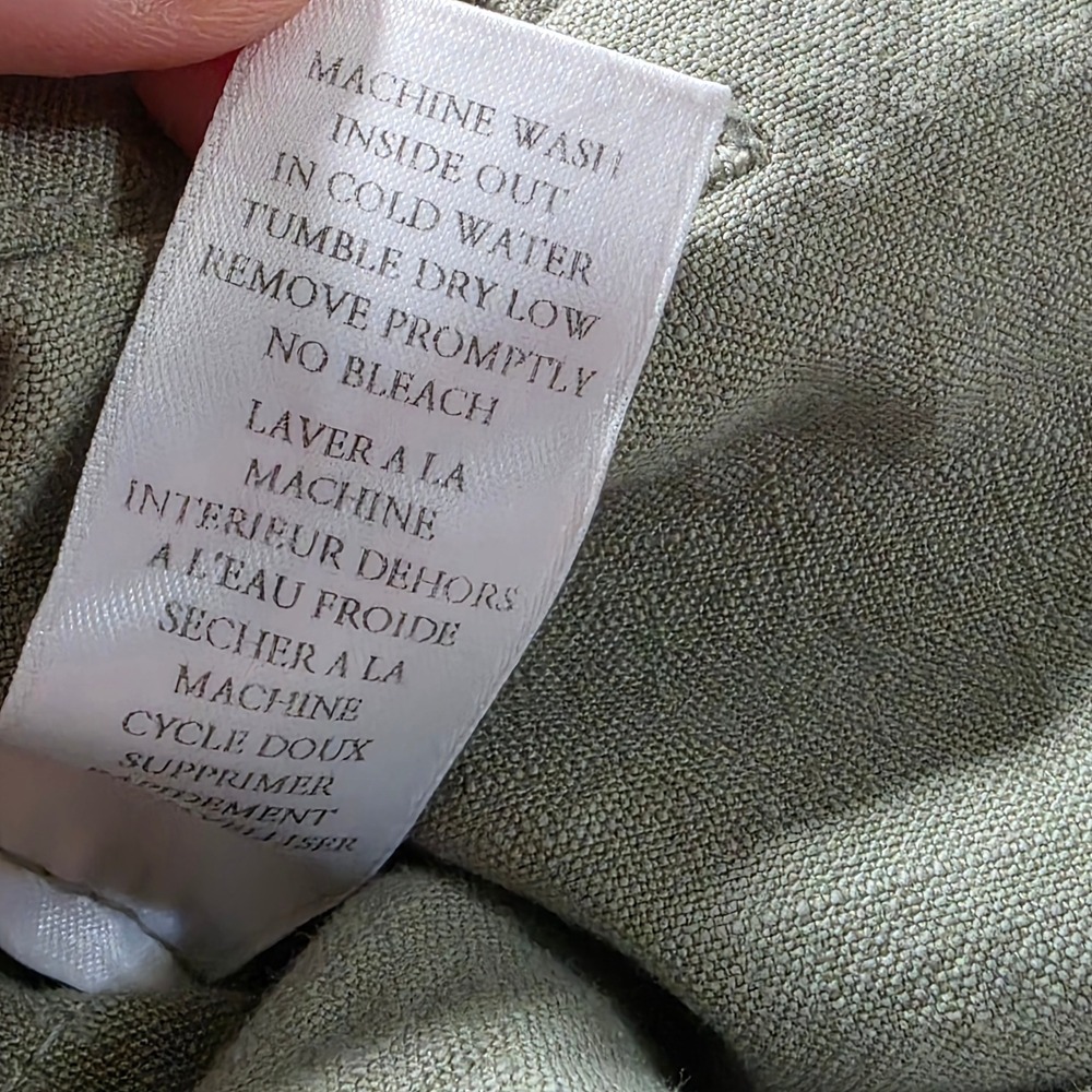 Frank & Eileen Kinsale Pants Italian Performance Linen Sage Green 12 Womens USA - Picture 6 of 10